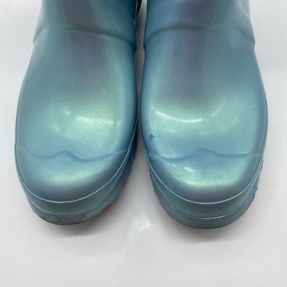 Hunter Rainboots Blue Original Short Gloss Shimmer Calf Height Women's size 6 - Picture 5 of 9